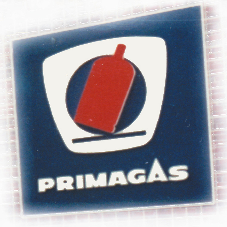 Bild eines Metallschilds mit älterem PRIMAGAS Logo
