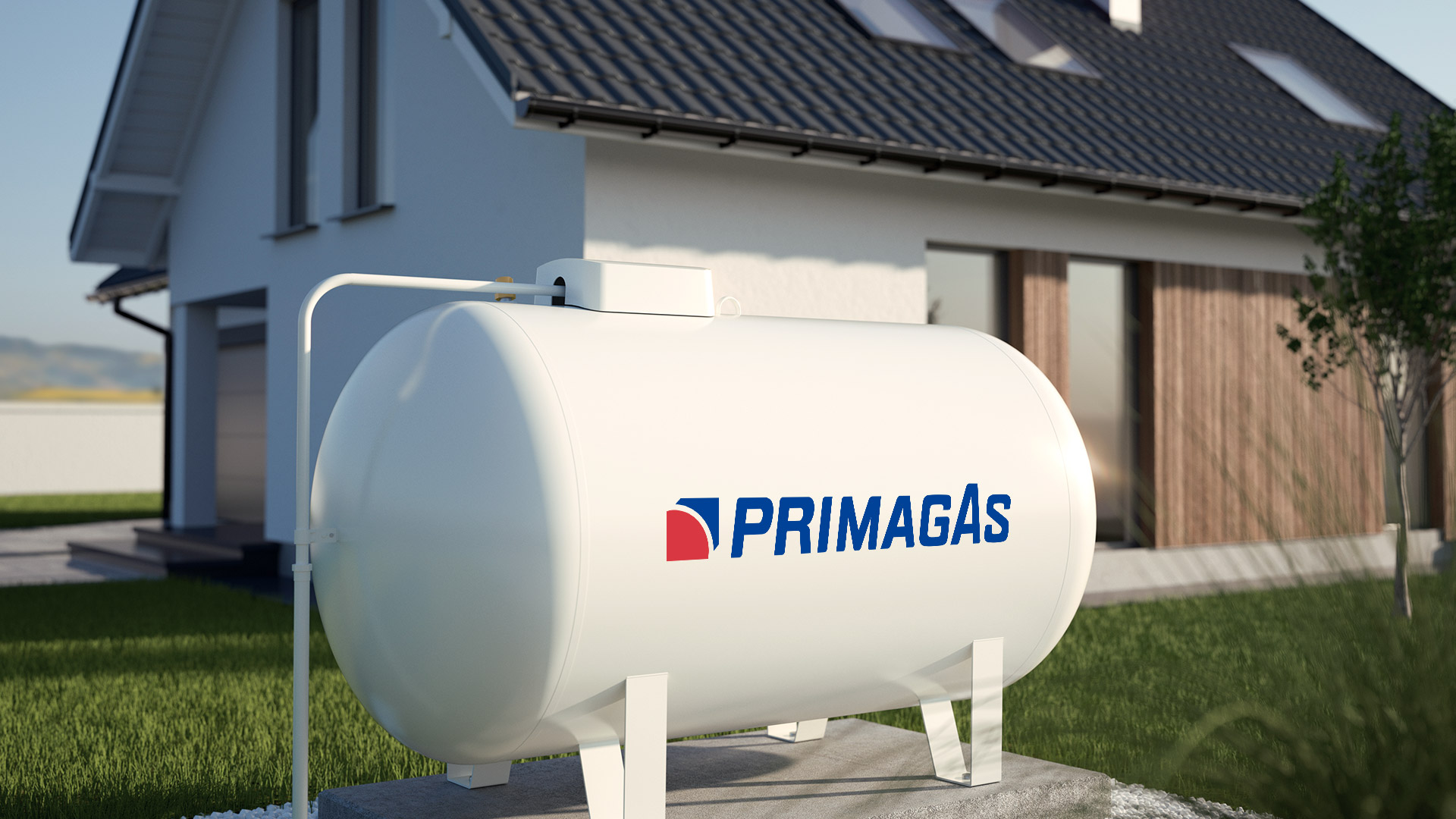 PRIMAGAS - Tankinformationen - Zwei Männer tauschen sich über den Flüssiggastank aus