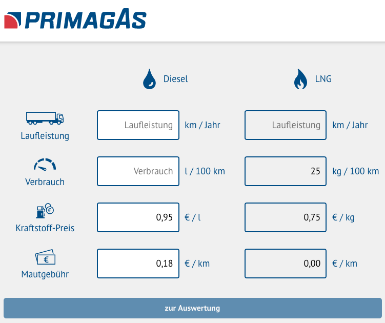 PRIMAGAS Pressemitteilung - LNG-Rechner